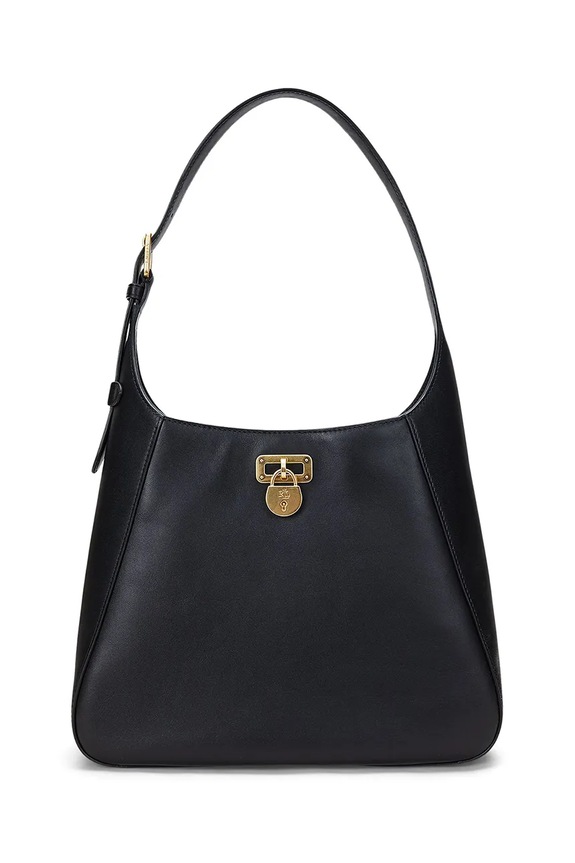Kožená kabelka Lauren Ralph Lauren přírodní kůže černá 431956790