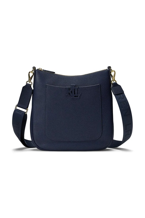 Lauren Ralph Lauren geantă crossbody pentru femei din piele uni bleumarin 431970152