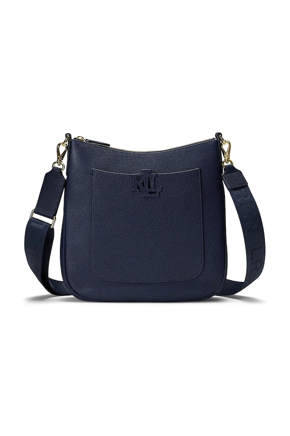 Lauren Ralph Lauren geantă crossbody pentru femei din piele uni bleumarin 431970152