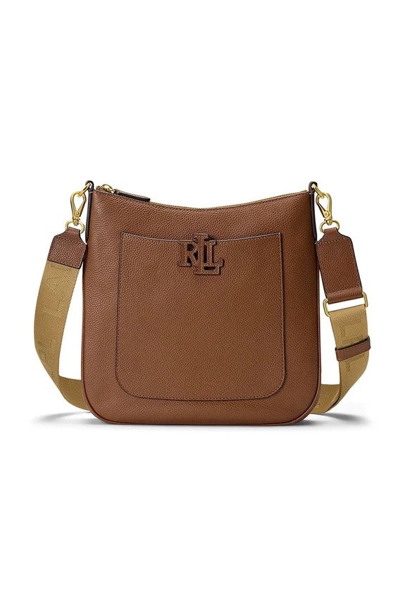 Lauren Ralph Lauren crossbody torba za žene kožna bez uzorka smeđa 431970152