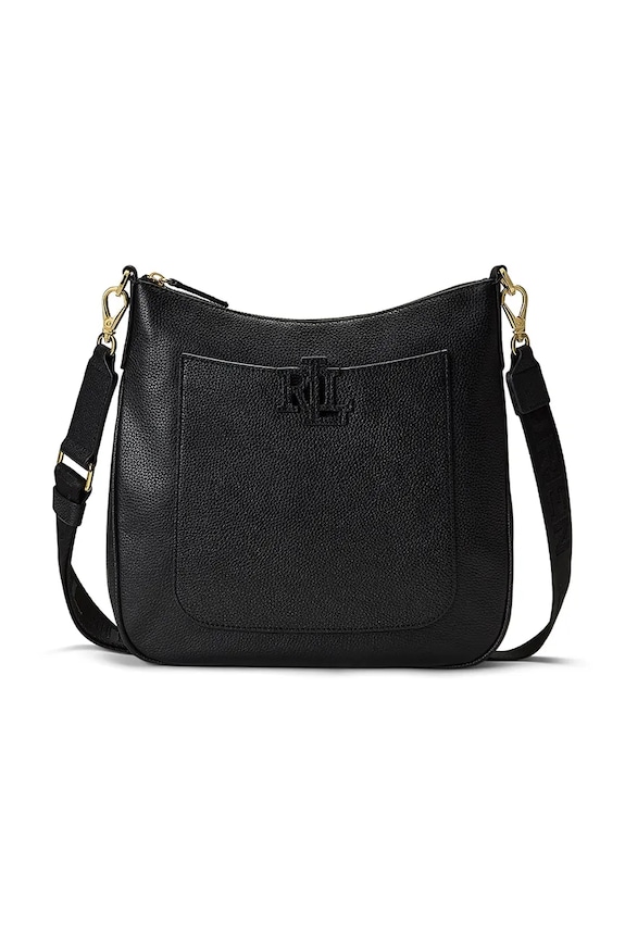 Lauren Ralph Lauren crossbody torba ženska kožna bez uzorka crna 431970152