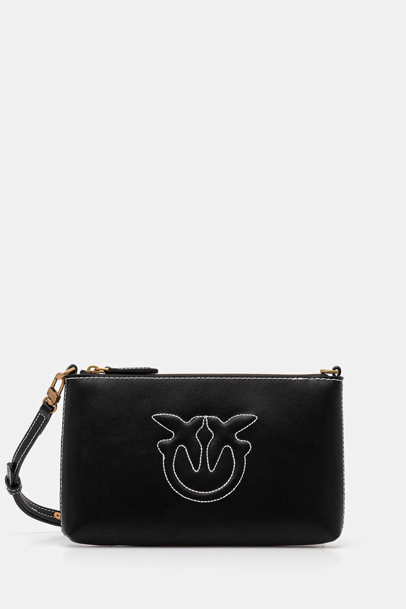 Pinko pochette di pelle pelle fiore nero 104277.A2AN