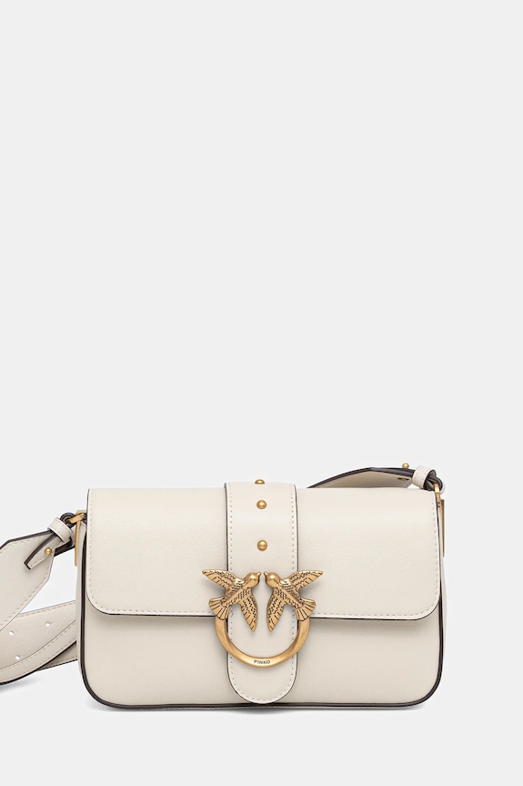 Pinko crossbody kabelka kožená usňová koža béžová 104340.A0QO
