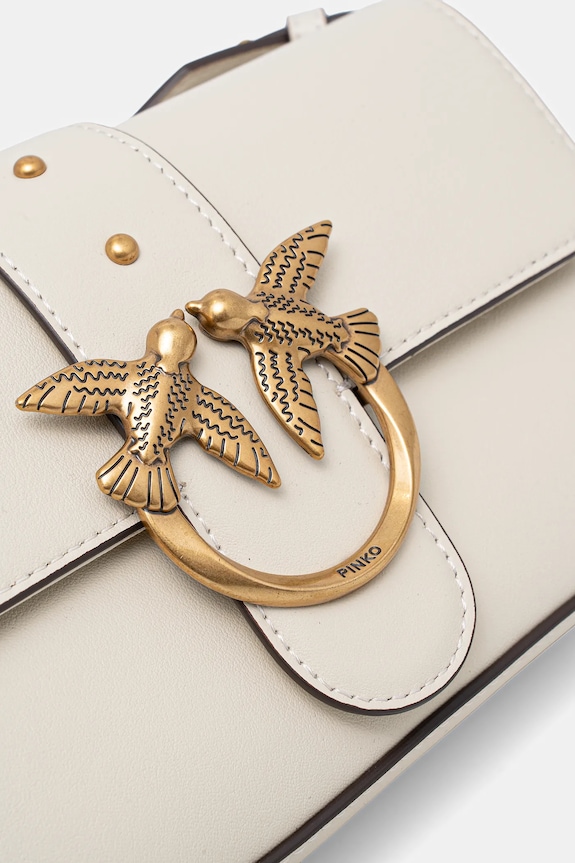 Pinko crossbody kabelka kožená béžová 104340.A0QO