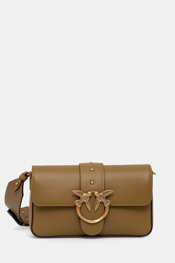 Pinko Torebka crossbody skórzana nie mieści A4 zielony 104340.A0QO