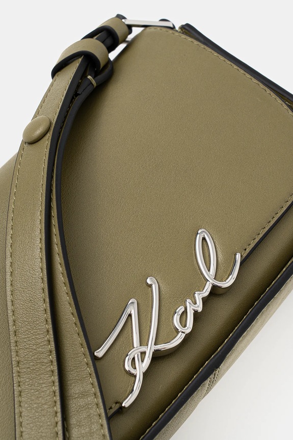 Karl Lagerfeld bőr táska K/SIGNATURE zöld A1W30039