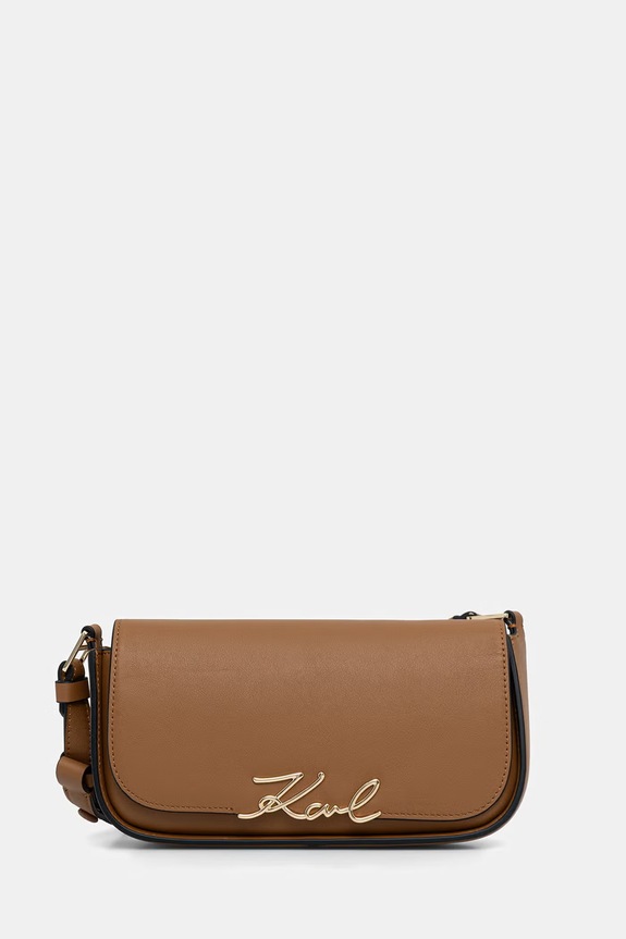 Karl Lagerfeld crossbody torba za žene kožna K/SIGNATURE smeđa A1W30039