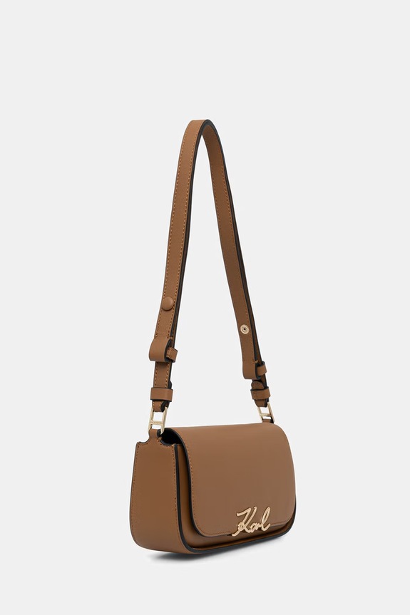 Karl Lagerfeld crossbody torba za žene kožna K/SIGNATURE A1W30039 smeđa AA00