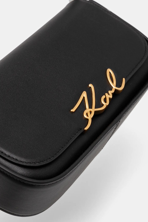 Kožená kabelka Karl Lagerfeld K/SIGNATURE čierna A1W30039