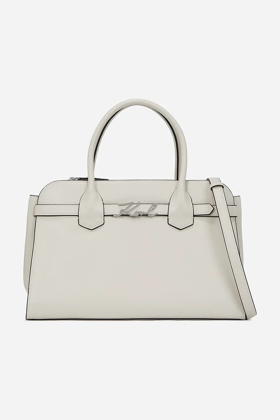 Kožená kabelka Karl Lagerfeld přírodní kůže bílá A1W30148