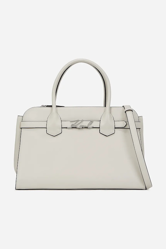 Kožená kabelka Karl Lagerfeld přírodní kůže bílá A1W30148