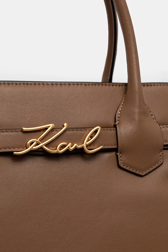 Kožená kabelka Karl Lagerfeld hnědá A1W30148