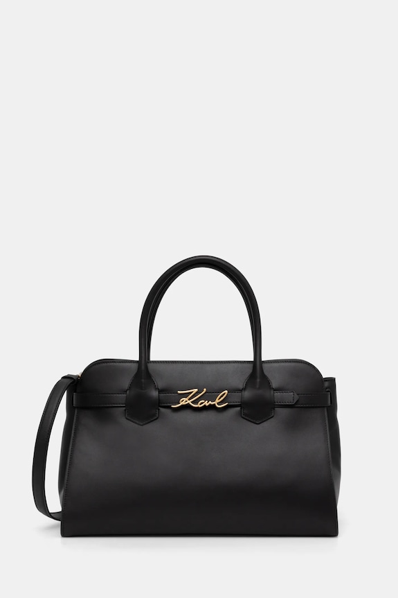 Karl Lagerfeld poseta de piele uni negru A1W30148