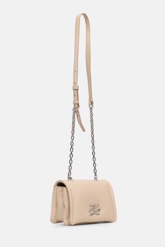Kožená kabelka Karl Lagerfeld A1W30175 béžová SS25