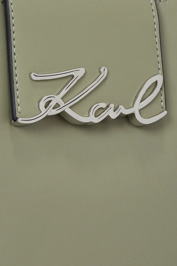 Kožená kabelka Karl Lagerfeld K/SIGNATURE zelená A1W30434