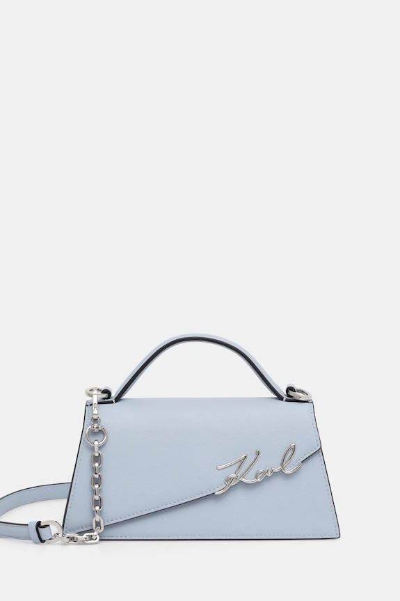 Karl Lagerfeld torebka skórzana K/SIGNATURE skóra licowa niebieski A1W30458