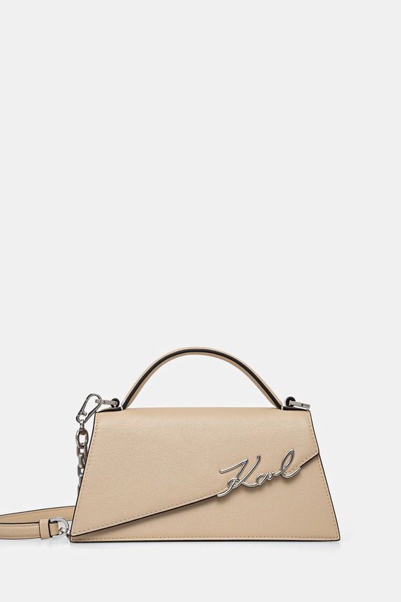 Usnjena torbica Karl Lagerfeld K/SIGNATURE Ne ustreza A4 bež A1W30458