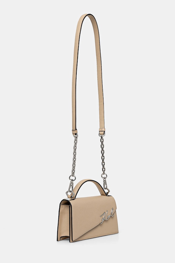 Usnjena torbica Karl Lagerfeld K/SIGNATURE A1W30458 bež AA00