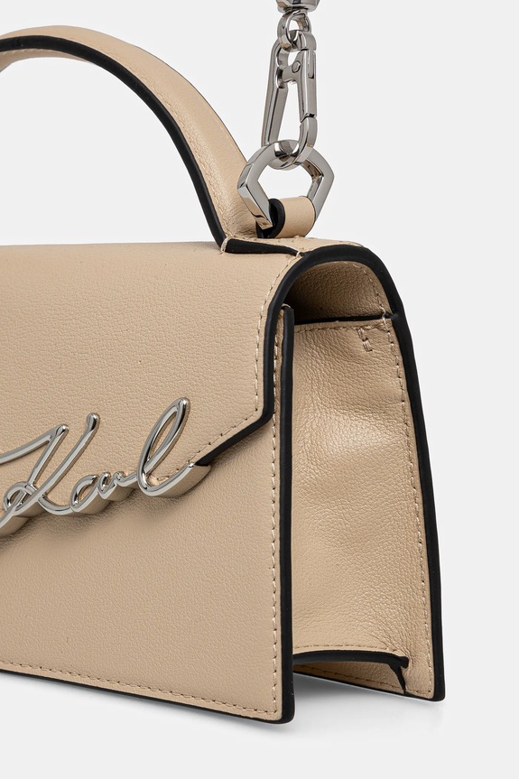 Usnjena torbica Karl Lagerfeld K/SIGNATURE bež A1W30458
