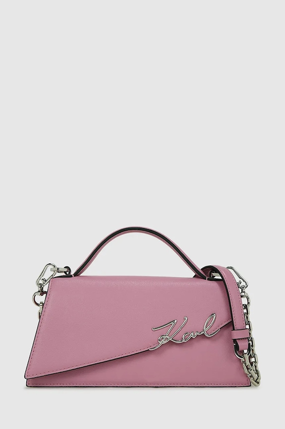 Usnjena torbica Karl Lagerfeld K/SIGNATURE roza A1W30458