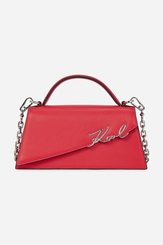 Usnjena torbica Karl Lagerfeld K/SIGNATURE Ne ustreza A4 rdeča A1W30458