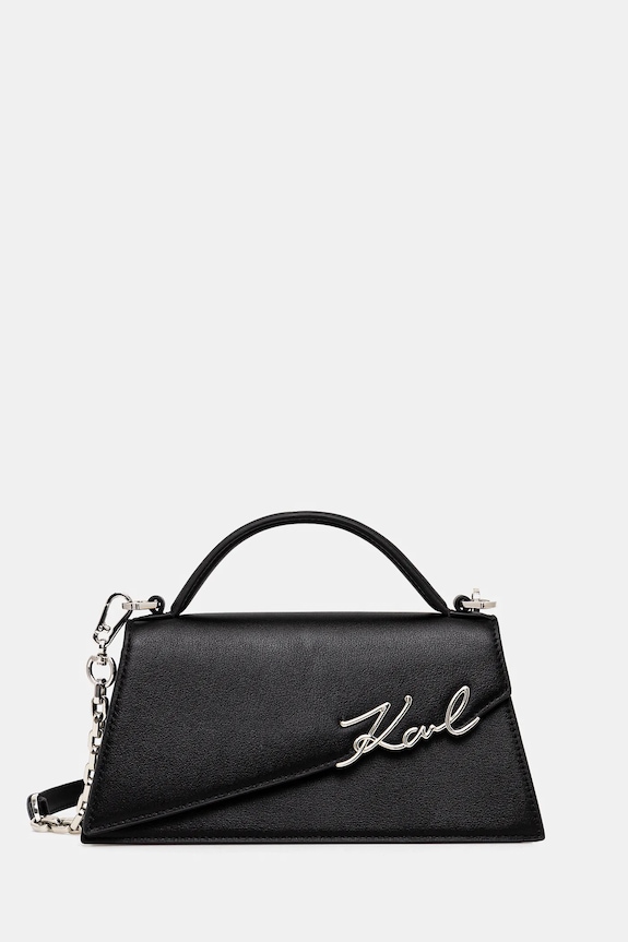 Δερμάτινη τσάντα Karl Lagerfeld K/SIGNATURE λείο δέρμα μαύρο A1W30458