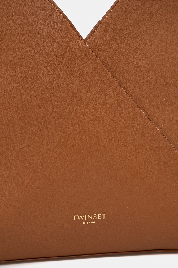 Twinset borsa a mano in pelle marrone 251TD8330