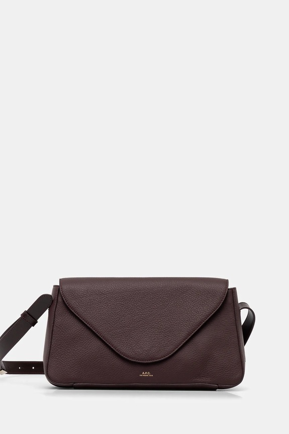 Kožená kabelka A.P.C. sac daria flap přírodní kůže burgundské PXBCD.F61901