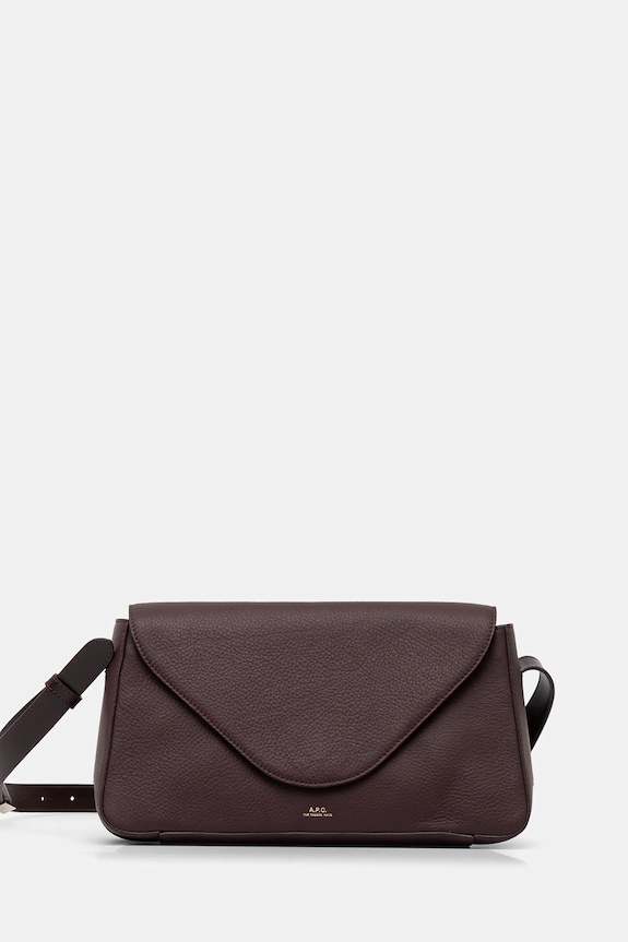 Kožená kabelka A.P.C. sac daria flap přírodní kůže burgundské PXBCD.F61901