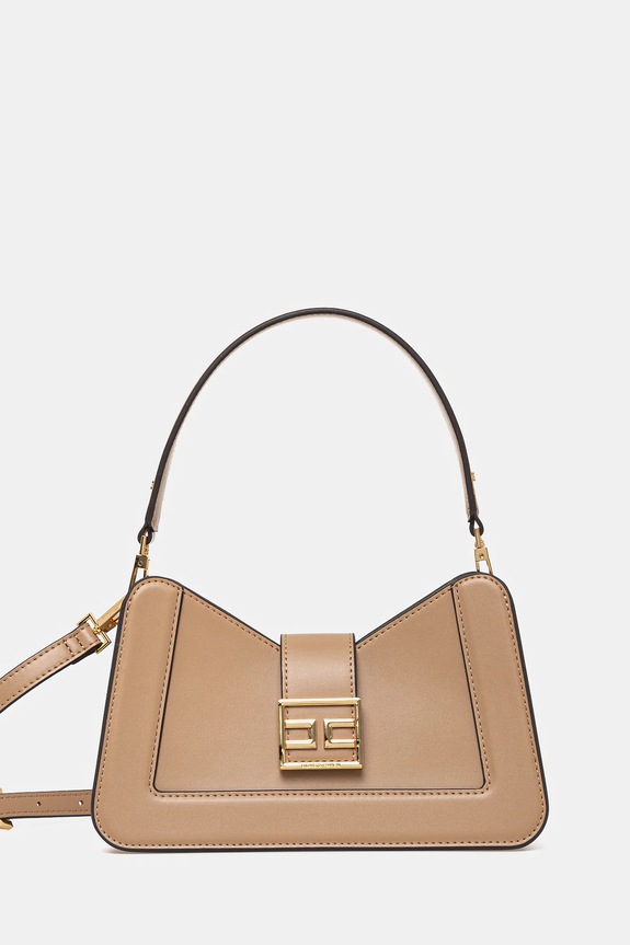 Τσάντα Elisabetta Franchi απομίμηση λείου δέρματος μπεζ BS18A51E2