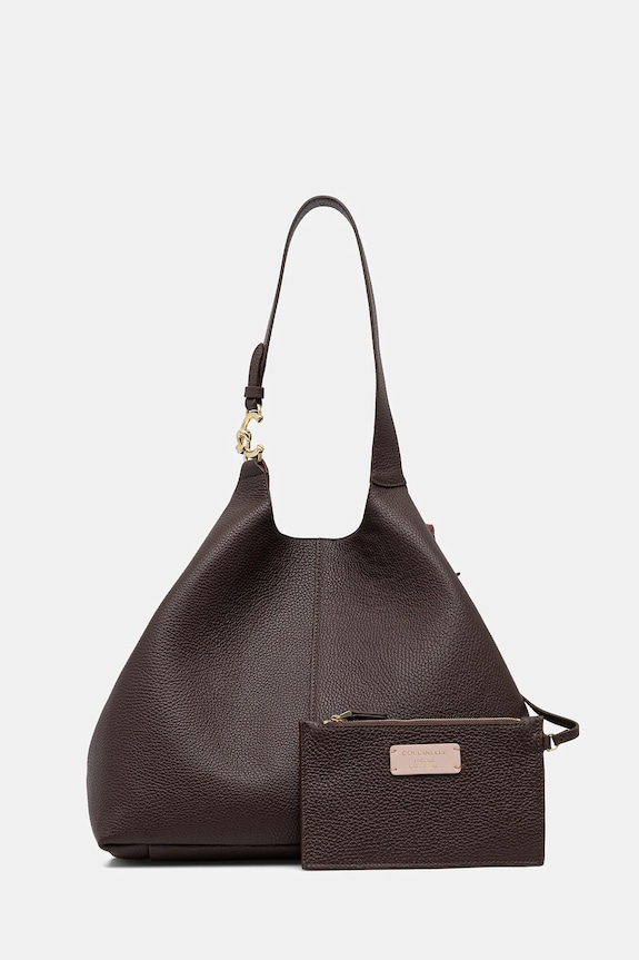 Coccinelle poșetă de piele uni maro E1.SHA.11.01.01