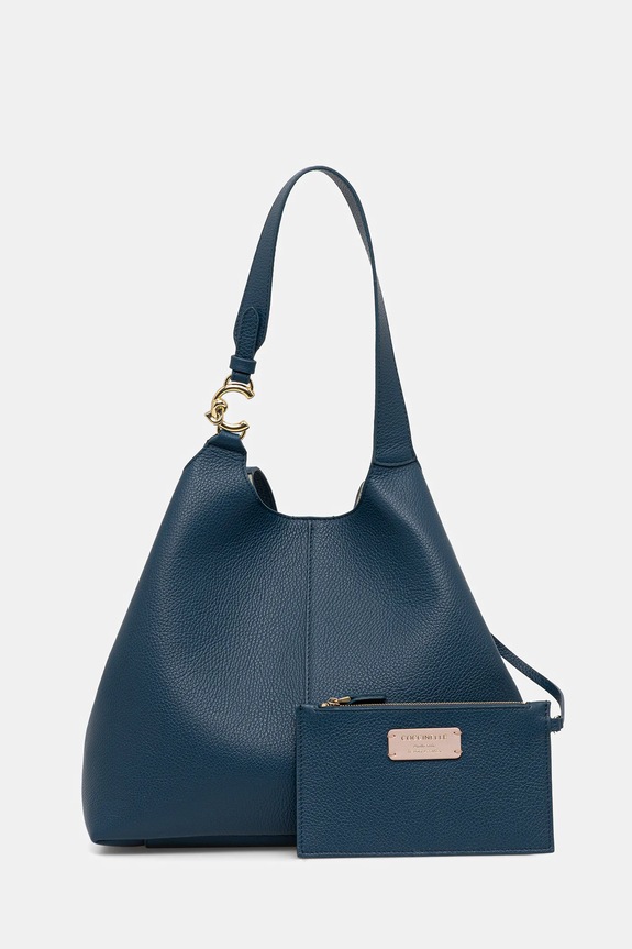 Coccinelle borsa a mano in pelle pelle fiore blu E1.SHA.11.01.01