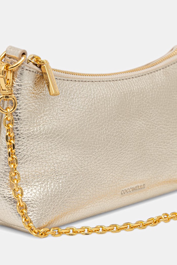 Coccinelle geantă crossbody de damă din piele aur E5.QH0.55.01.01