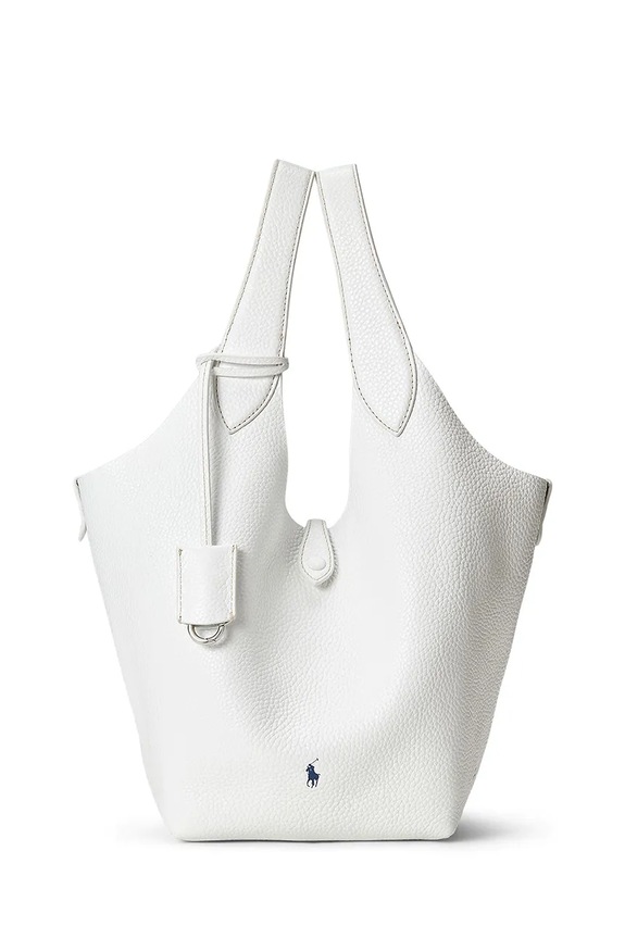 Kožená kabelka Polo Ralph Lauren Tote nezmestí A4 biela 428938031