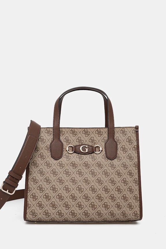 Τσάντα Guess IZZY απομίμηση λείου δέρματος καφέ HWSG86.54220