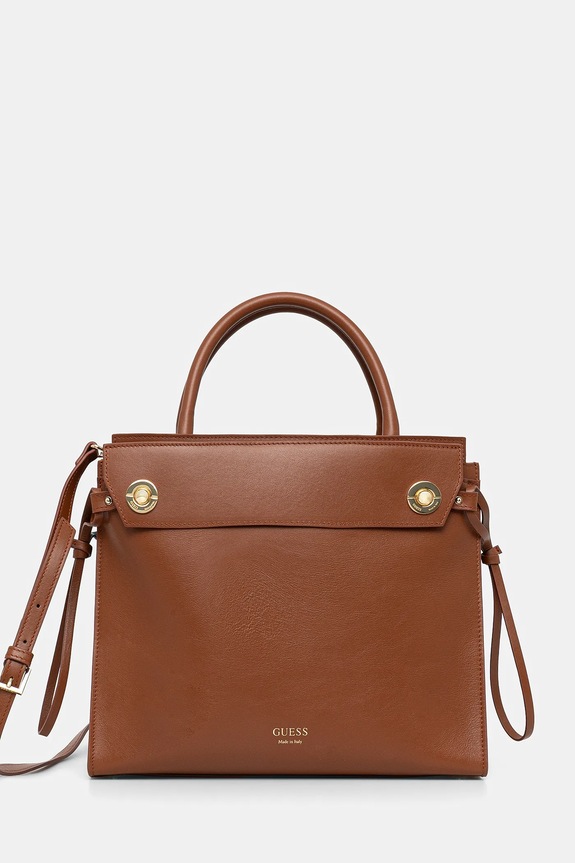 Δερμάτινη τσάντα Guess BIANCA καφέ HWBIAA.L5117