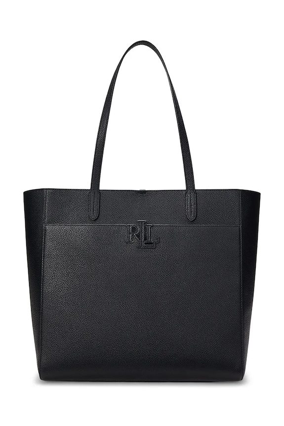 Kožená kabelka Lauren Ralph Lauren přírodní kůže černá 431960183
