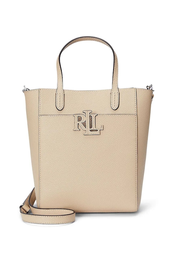 Lauren Ralph Lauren torebka skórzana skóra licowa beżowy 431966760