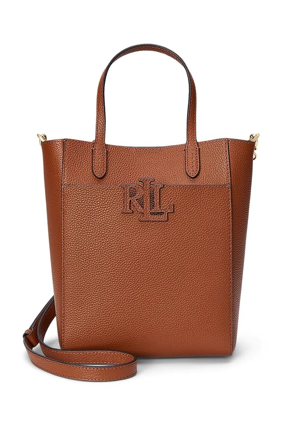 Kožna torba Lauren Ralph Lauren bez uzorka smeđa 431966760