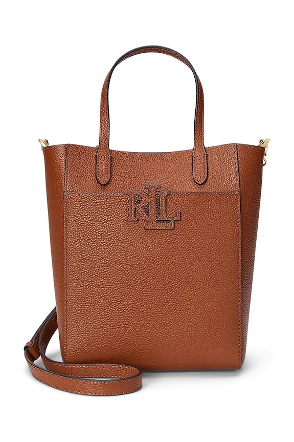 Kožna torba Lauren Ralph Lauren bez uzorka smeđa 431966760