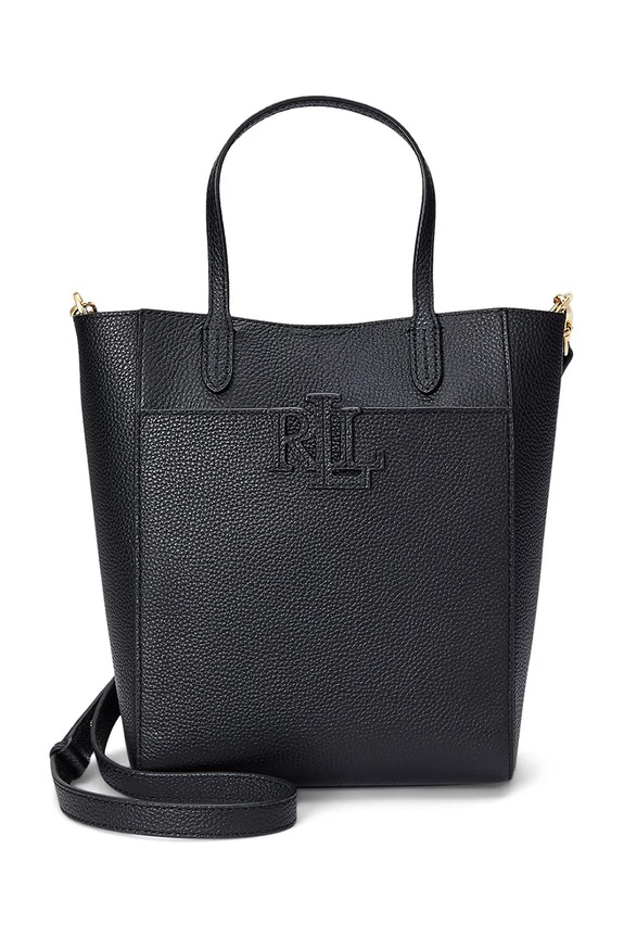 Kožená kabelka Lauren Ralph Lauren usňová koža čierna 431966760