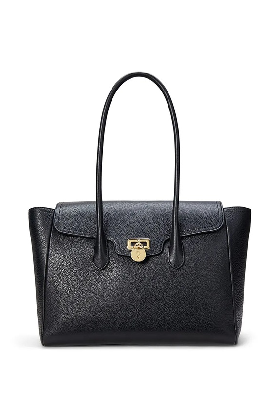 Kožená kabelka Lauren Ralph Lauren přírodní kůže černá 431966862