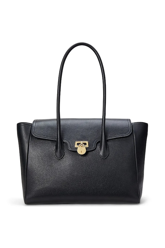 Kožená kabelka Lauren Ralph Lauren přírodní kůže černá 431966862