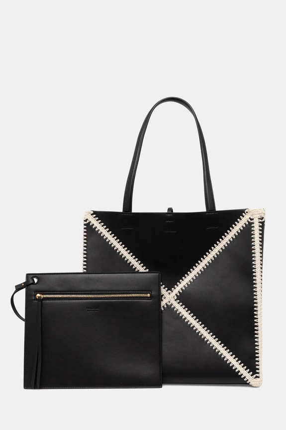 Nanushka torebka THEORIGAMITOTELARGE mieści A4 czarny NW23CRBG02899