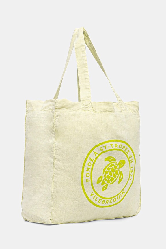 Λινή τσάντα παραλίας Vilebrequin BABEL BBLA1111 πράσινο AW25