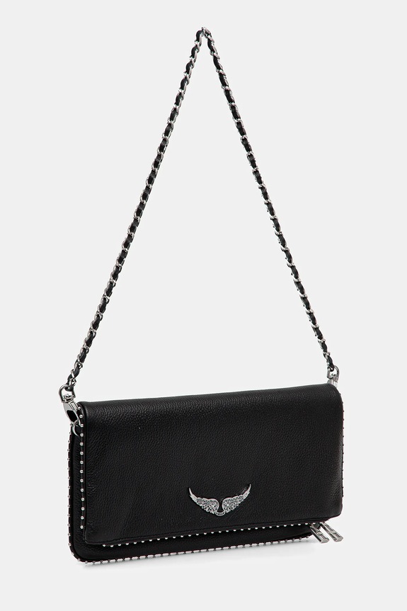 ZADIG&VOLTAIRE geantă de piele ROCK GRAINED LEATHER STUDS LWBA00002.11 negru AA00
