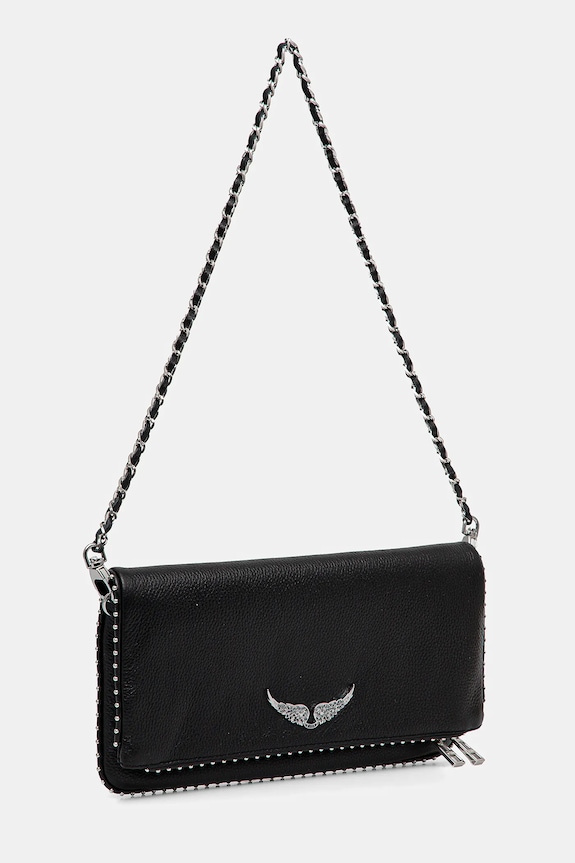 ZADIG&VOLTAIRE geantă de piele ROCK GRAINED LEATHER STUDS LWBA00002.11 negru AA00