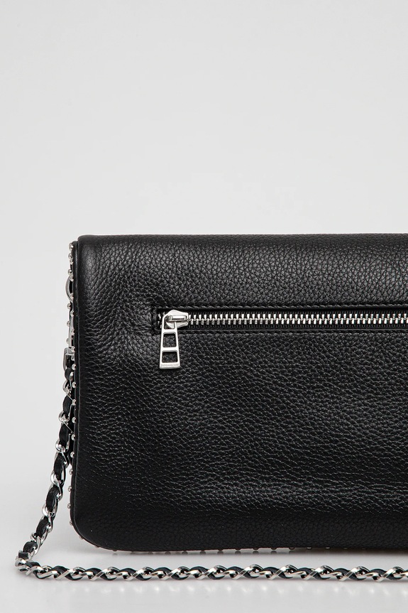 Accesorii ZADIG&VOLTAIRE geantă de piele ROCK GRAINED LEATHER STUDS LWBA00002.11 negru