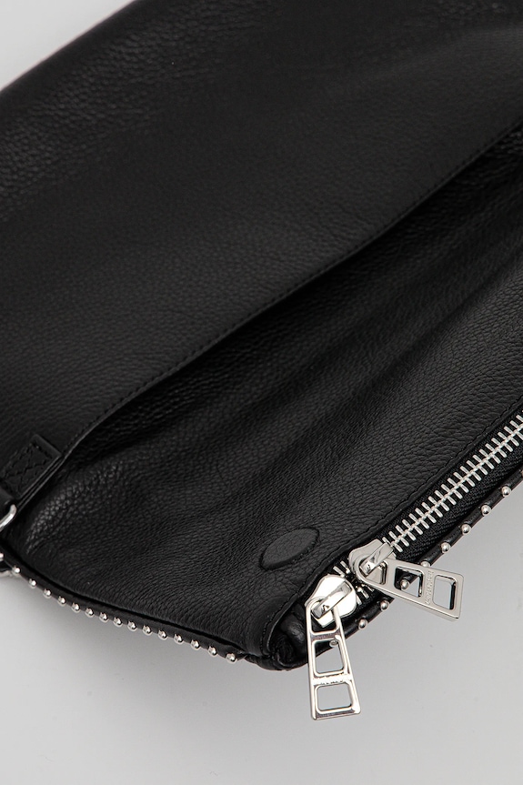 ZADIG&VOLTAIRE geantă de piele ROCK GRAINED LEATHER STUDS LWBA00002.11 negru