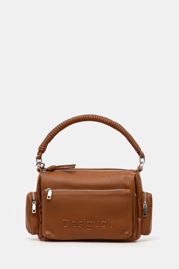 Τσάντα Desigual HALF HABANA CAMEL απομίμηση λείου δέρματος καφέ 25SAXPAJ